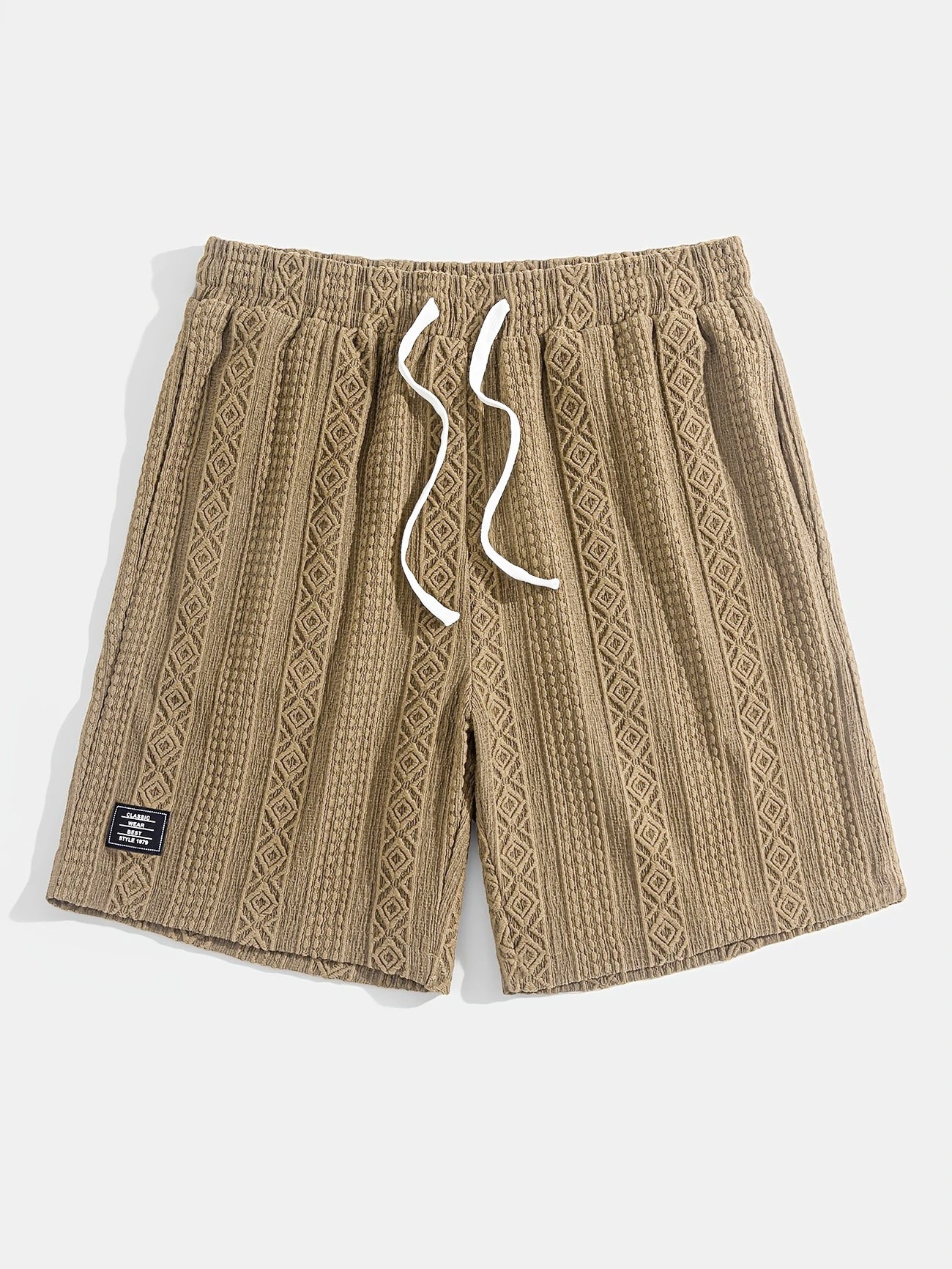 Men's Daily Jacquard Texture Embroidered Logo Casual Comfort Shorts