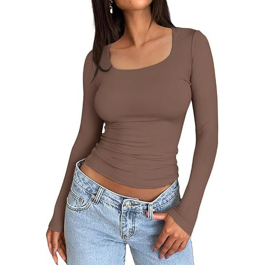 Women's 3 Pack Long Sleeve CropTops Slim Fit Y2K Fashion Basic Layering ShirtsHaze Blue White Black Minimalist Casual KoreanStyle Everyday Womenswear Short-Summer