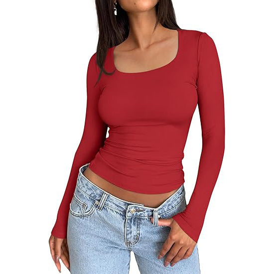 Women's 3 Pack Long Sleeve CropTops Slim Fit Y2K Fashion Basic Layering ShirtsHaze Blue White Black Minimalist Casual KoreanStyle Everyday Womenswear Short-Summer
