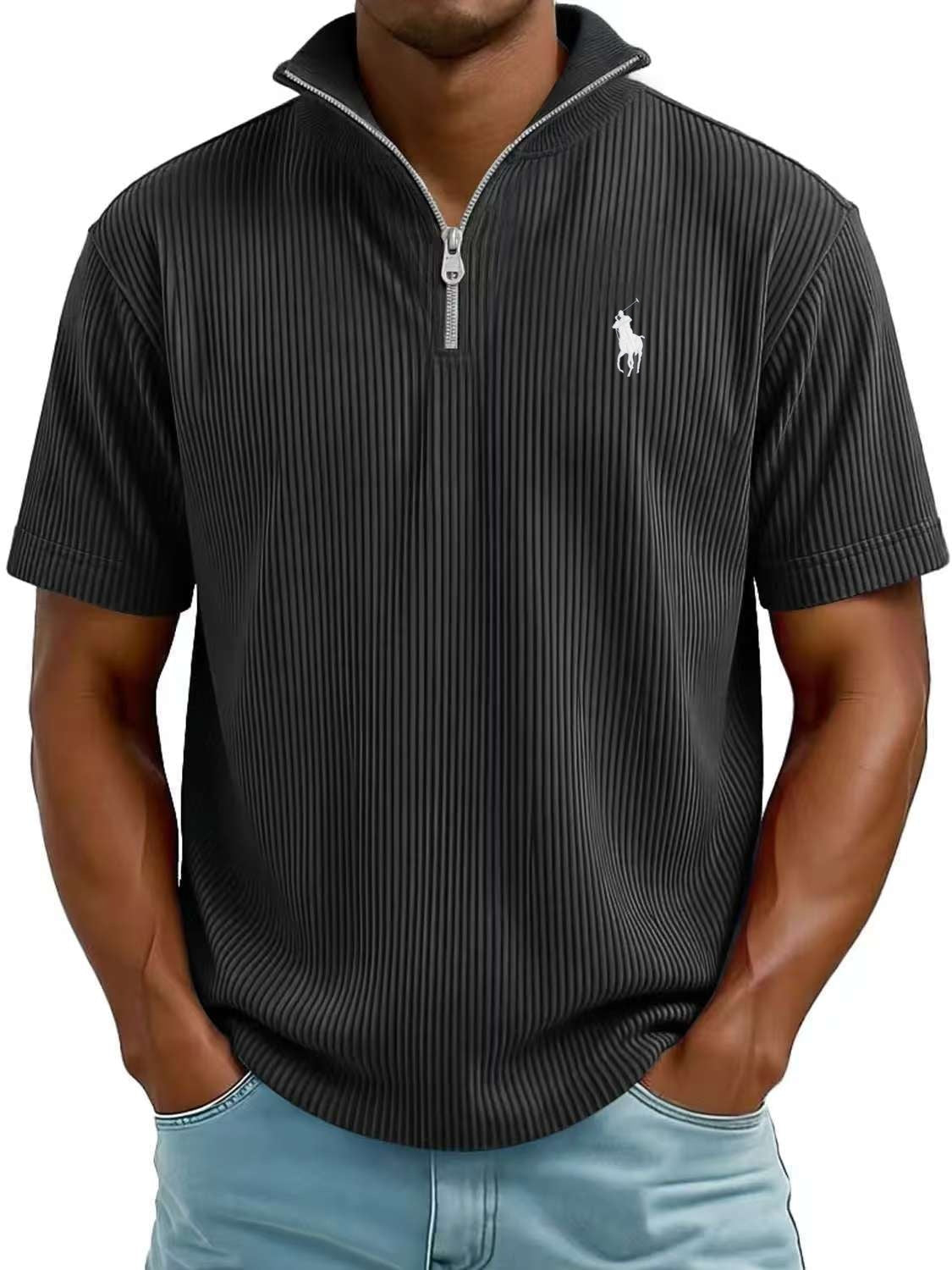 Textured QuarterZip Polo Shirt Modern